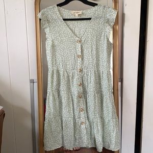Sage green button down baby doll dress